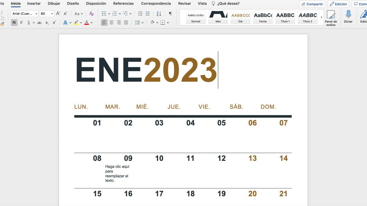 Ejemplo de como crear un calendario o agenda en word